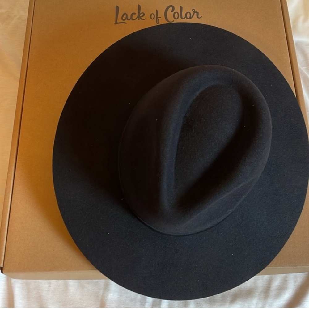 Lack Of Color The Grove Black Fedora Hat sizes M (57cm) NWT - Picture 8 of 11